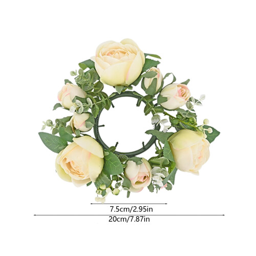 Lysring med kunstig rose, beige 2
