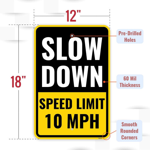 Πινακίδα ορίου ταχύτητας 10MPH 18x12in αλουμινίου 1
