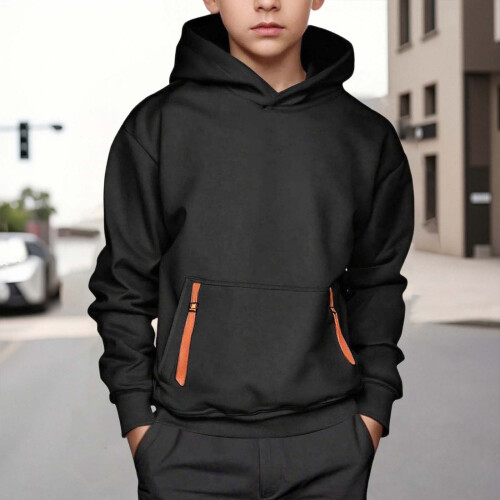 Fleece-Kapuzenpullover für Jungen mit Vordertasche 1