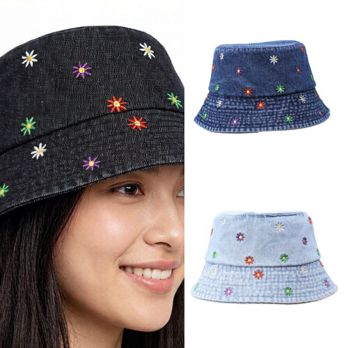 Lovely Pattern Jeans Bucket Hat Big Edge Comfortable-Black 2