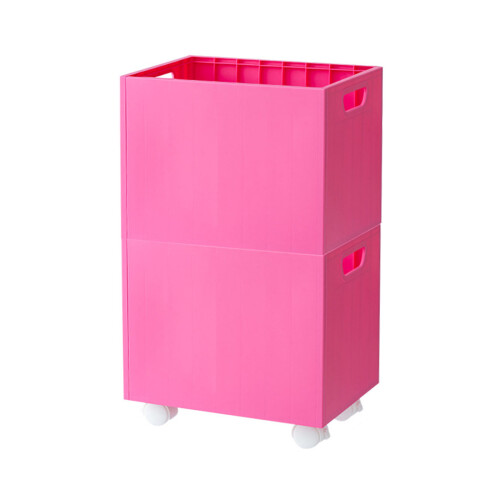 Wheeled Storage Box With Stackable Design Great For-rose red