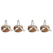 4Pcs Woven Flower Basket Rattan Storage Basket Flower Girl Hand Basket Handmade Flower Basket with Bow,Large