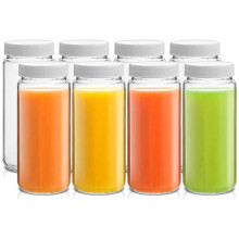8PCS Herbruikbare Flessen 16Oz Glazen Flessen met Dop met Deksels en Potten
