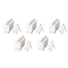4 By 4 Inch  Canvas and 8 X 16cm  Wood Easel Set for Painting Drawing School Student Artist Supplies, 60 Pack