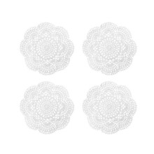 4PCS 8.6 Inch Doilies Crochet Round Lace Doily Handmade Placemats Cotton Crocheted Coasters (White)