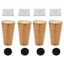 Trä 4 Tums MöBlersben Set med 4 Runda Solida Mid SoffföTter ErsäTtningsben för Soffa Byrå SkåP SäNg Hem DIY