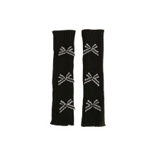 1 Paar elegante Strick-Armstulpen mit-Schwarze schwarze Schleife