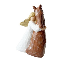 Angel Figurine Resin Carving Hugging Statue for Home Decors-K