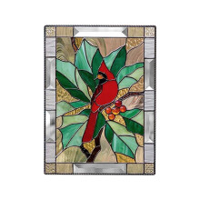 Cardinal Stained Window Panel Glass Window Hanging For Wall Decoration