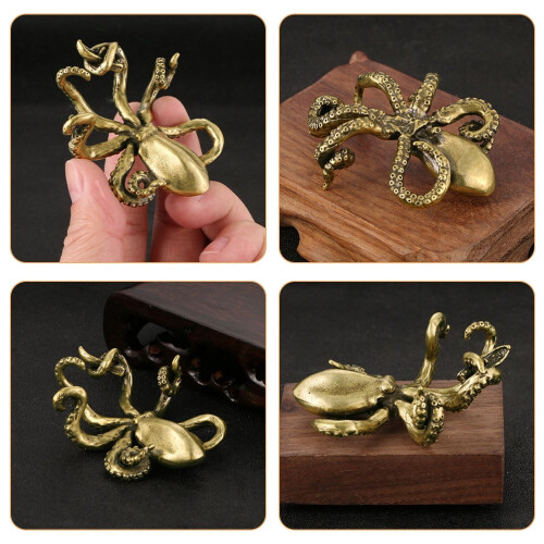 Vintage Brass Octopus Statue Desktop Decor 1