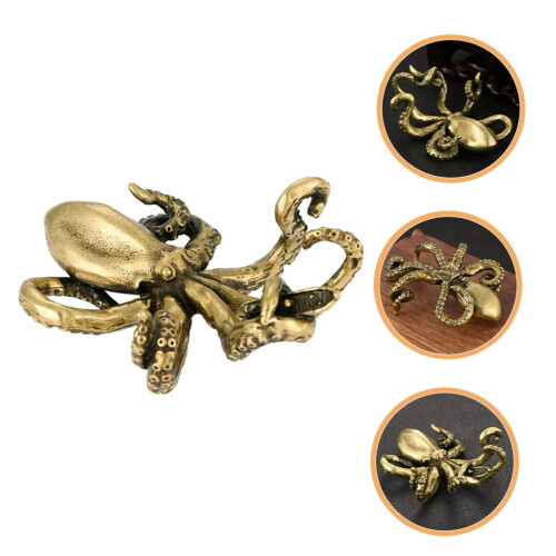 Vintage Brass Octopus Statue Desktop Decor 2