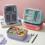 Bento-Box aus Edelstahl mit 3 Fächern, Deckel, Löffel und 5