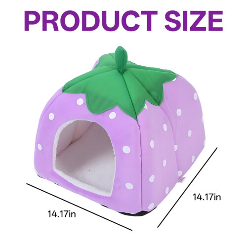 Κρεβάτι γάτας Strawberry για μικρά σκυλιά και γάτες, μωβ, 14,2 ίντσες 1