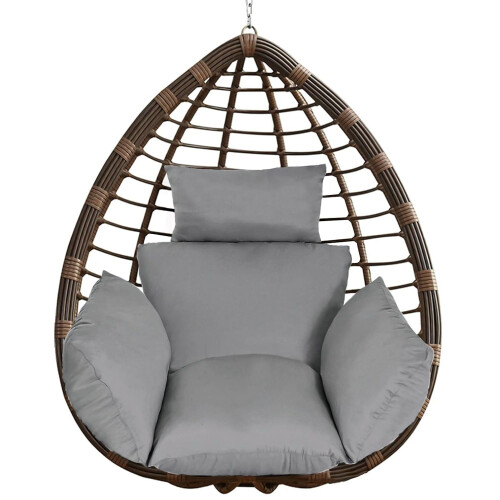 Egg Chair Cushion with Headrest – Grey, 100 x 115 cm 2