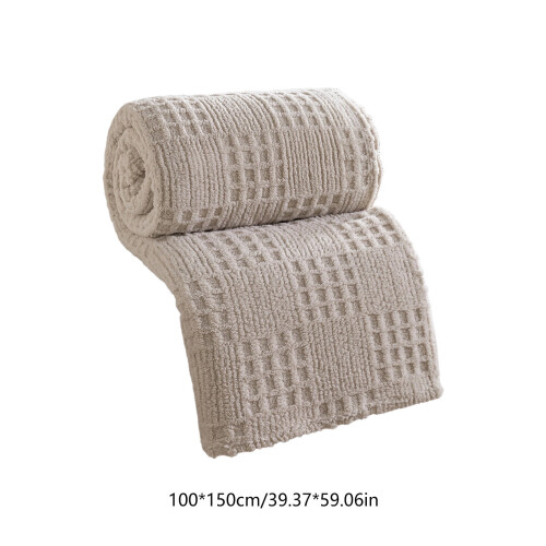 Waffle Jacquard Blanket 100x150cm Brown 2