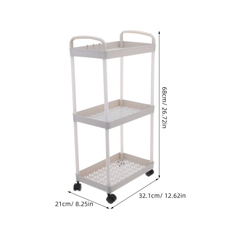 4Pcs White Multi Tier Plastic Utility Cart with Wheels for Storage 1