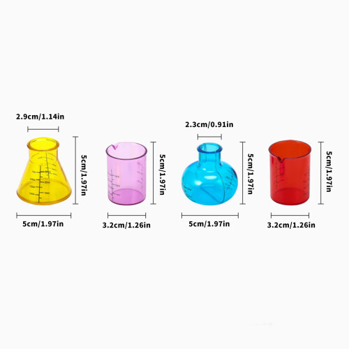 4Pcs Clear ABS Measuring Cups Lab Graduated Beakers for Liquid 2