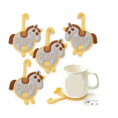 4pcs Horse Pattern Cup Holders Mat Flexible Beverage Coasters-4