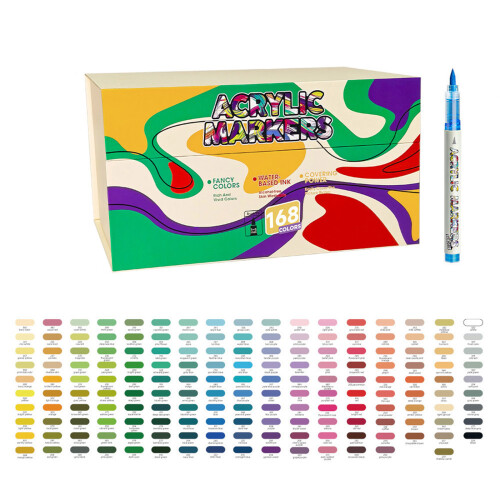 Liquid Acrylic Paint Pen Multipurpose Brush Tip-48 Colors/Box 2