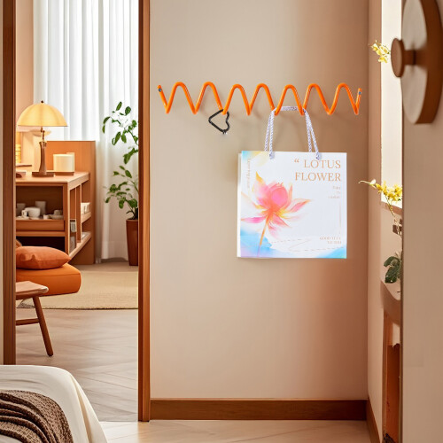 Functional 4 Hook Metal Wall Hook With Unique Swells-Pink 2
