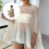 Modern Slanted See Through Cover Shawl Comfortable Airy-White L 3