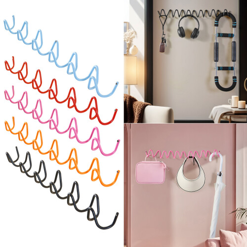 Functional 6 Hook Metal Wall Hook With Unique Wavy-Pink 1