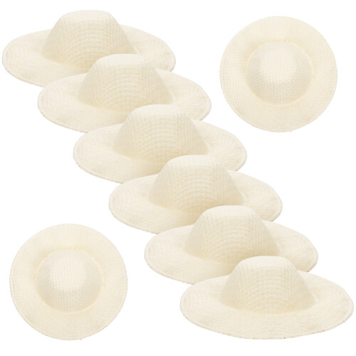 100Pcs Small Beige Woven Hats Mini Hat Props for DIY Decor 1
