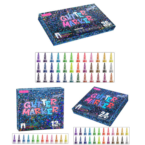Sparkling Highlighter Marker Pen 0.7mm Fine Point-12 Colors/Box 1