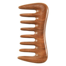 Peine de Pelo de Dientes Anchos - Peine de Madera Natural para Cabello Rizado - No EstáTico Peine de Madera de SáNdalo para Desenredar