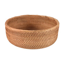 Panier de Fruits Rond en Rotin Naturel Plateau de Service de Pain de Table en Osier Tissant des Bols de Stockage des Aliments (Grand, 1 PièCes)
