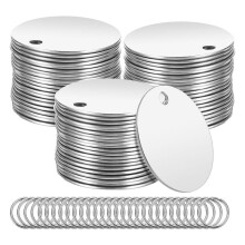 55 Pieces Metal Stamping Blank Tags - 1.2 Inch Round Stainless Steel Stamping Blanks with Hole,for Jewelry Making,DIY