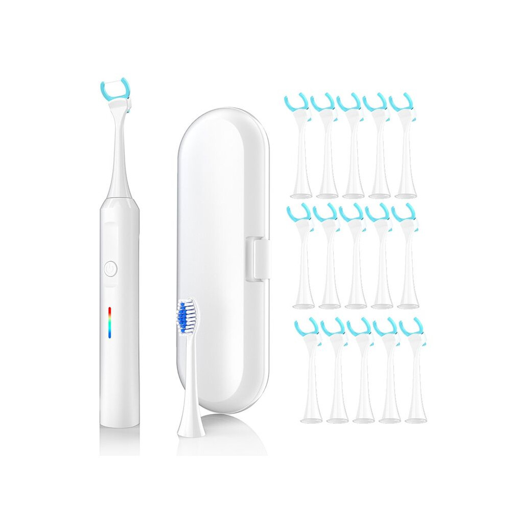 Tlily Electric Flosser 50 Replacement Heads - Vibration Flosser, Rechargeable, Tongue Scraper/Cleaner, Power Flosser White