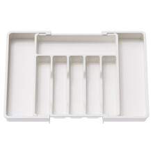 Organisateur de Tiroir à Couverts, Plateau à Ustensiles Extensible pour Cuisine, Support RéGlable pour Couverts et Couverts Blanc
