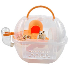HamsterTravel Carrier,Portable Carrier with Silent Exercise Wheels Water Bottle Food Dish 2Tiers Breathable Carry Case A