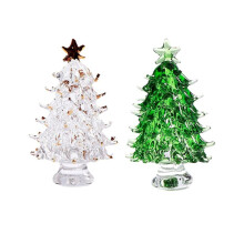2Pcs Crystal Christmas Trees Fireplace Mantel Decor Desk Topper Artificial Plants Crystal Glass Tree Crystal