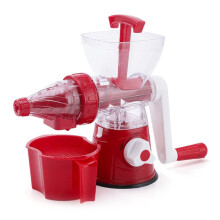Presse-Agrumes Manuel en Silicone avec Fond D'Aspiration, Presse-Agrumes à Manivelle, Rangement Facile, Presse-Jus Manuel Portable Rouge