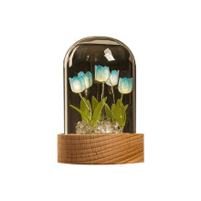 Tulp Nachtlampje Handgemaakt DIY Materiaal Tulp Meisje Woonkamer Nachtlampje Desktop Licht Romantische Sfeerlamp-Blauw