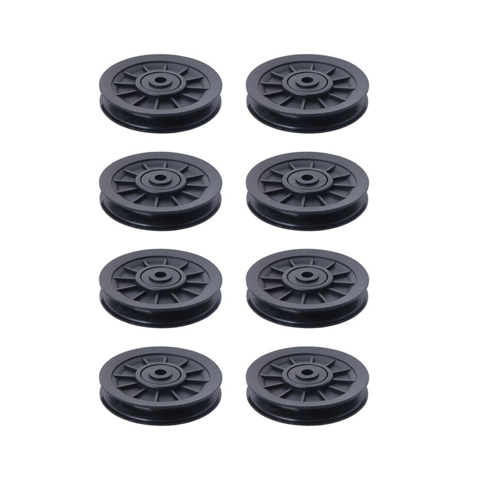 8 Pcs Universal 105Mm Diameter Wearproof Bearing Pulley Wheel Cable Gym Fitness Equipment Part Black 4712140833627