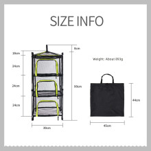 Étendoir pliant pour camping à 4 niveaux, 39x39x24cm, avec sac de transport