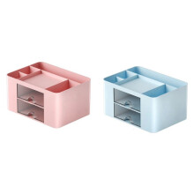 2 PièCes Rose + Bleu Simple Tiroir Transparent BoîTe de Rangement Enfants éTudiant Bureau Ornements de Bureau Porte-Stylo