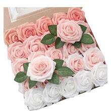 25 Artificial Roses with Rod Home Decor Gradient Bouquet Arrangement Flowers for DIY Wedding Bouquet Decoration