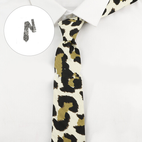 Stylish Wide Cotton Necktie With Leopard Pattern Decorative-BW6 2