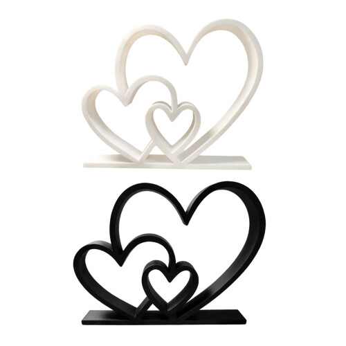 Valentines Day Decorations Heart Sculpture 3D Printed-Black 1