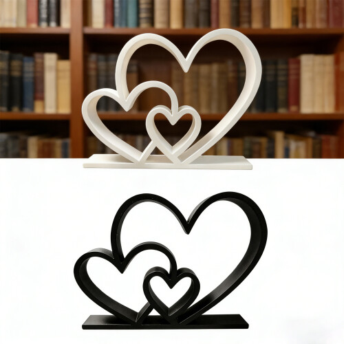 Valentines Day Decorations Heart Sculpture 3D Printed-Black 2