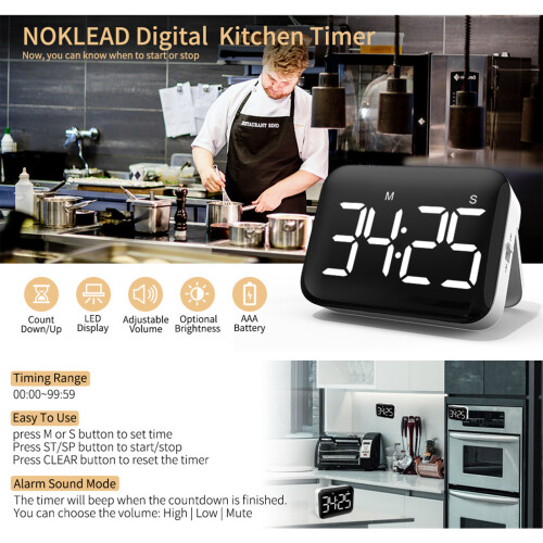 Adjustable Volumes Kitchen Timer With 99 Minutes Ranges For Home 1