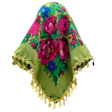 Unisex Golden Glitters Peony Bandana Comfortable-Fruit green