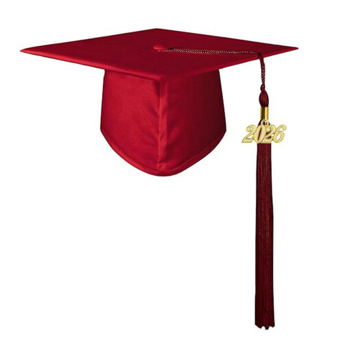 2026 Graduation Bachelor Cap Classical-dark red Adult version