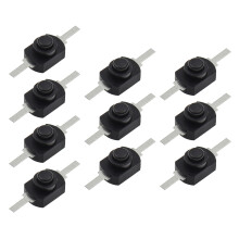 10Pcs Latching On Off Torch Push Button-Flat feet black