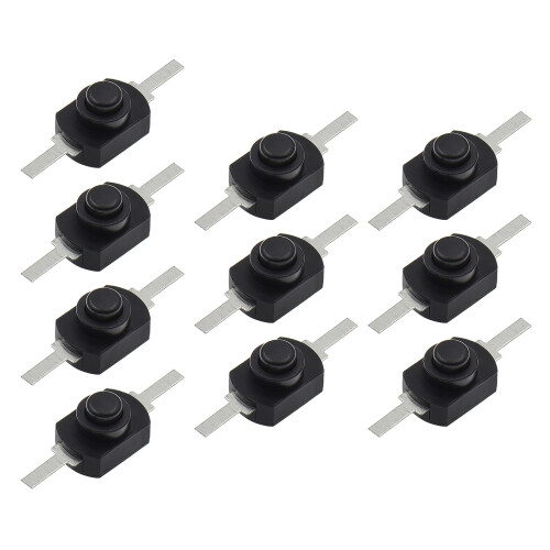 10Pcs Latching On Off Torch Push Button-Flat feet black
