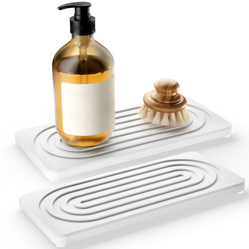 Water Absorbing Soap Dish Set High Absorption Fast Drying-White 1